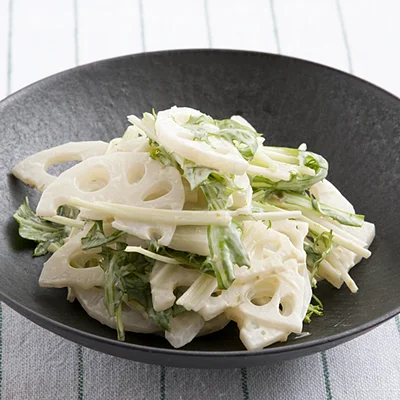 れんこんと水菜のゆずこしょうマヨ