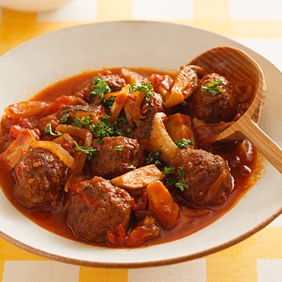 ミートボールときのこのトマト煮