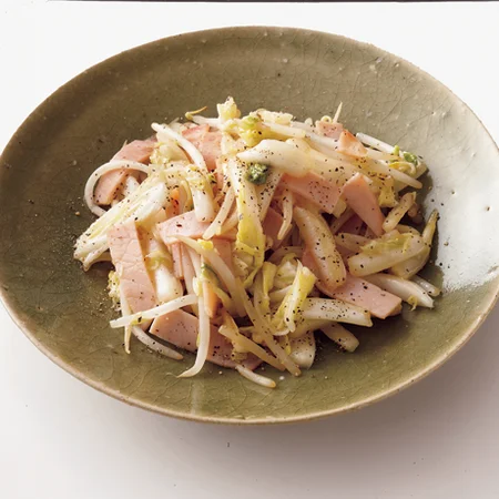 ハム、もやしの辣白菜炒め