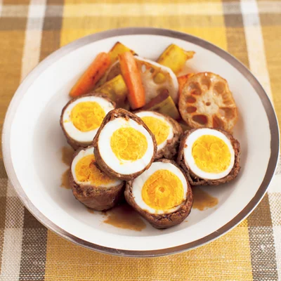 ゆで卵の肉巻照り焼き