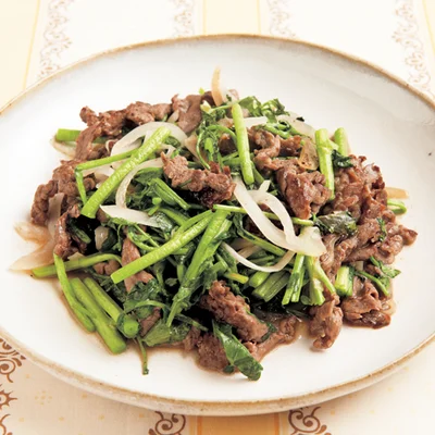 牛肉とクレソンのエスニック炒め