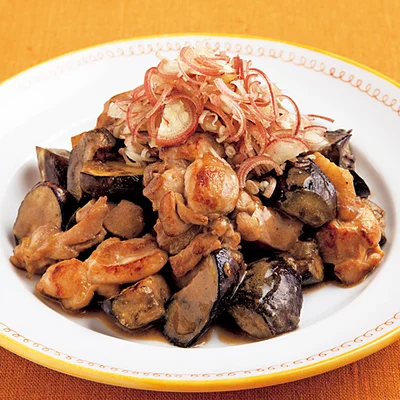 とりもも肉となすのからし風味