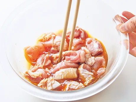 とり肉を加熱する