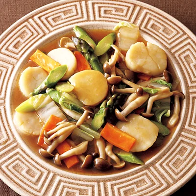「帆立と野菜の中華炒め風」の太らない献立