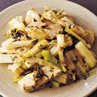 かじきと長いもの高菜炒め