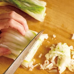 この汁には、白菜漬けのうまみがたっぷり含まれているので絞り過ぎないようにする。汁が滴るくらいが目安。