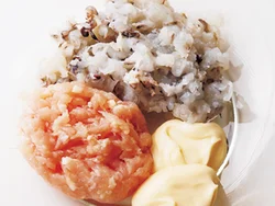 パサつきがちなえびもとりひき肉も、マヨネーズ効果でふわっとした口当たりになる。
