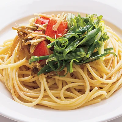 かにかまとザーサイのパスタ