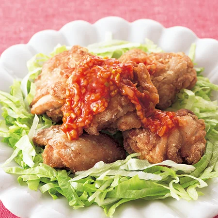 とりのから揚げ辛みソースがけ