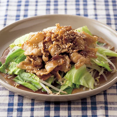 野菜たっぷり豚の甘辛酢だれ