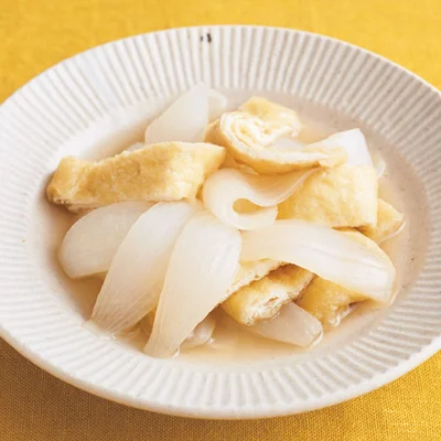 新玉ねぎと油揚げの煮びたし