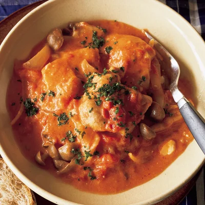 「チキントマトクリームチーズ煮」の太らない献立