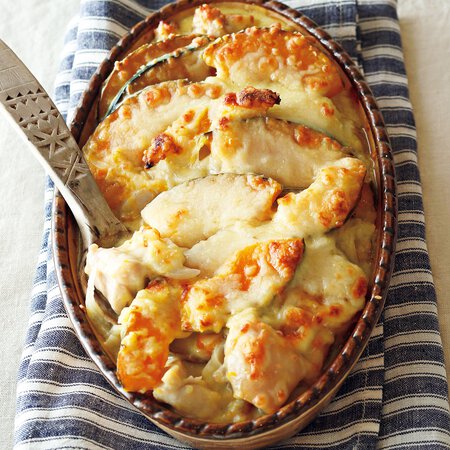 とり肉とかぼちゃのグラタン Byしらいのりこさんの料理レシピ プロのレシピならレタスクラブ