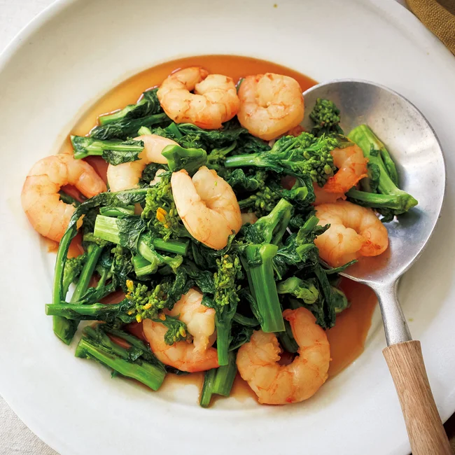 菜の花とえびのオイスター炒め by武蔵裕子さんの料理レシピ プロのレシピならレタスクラブ