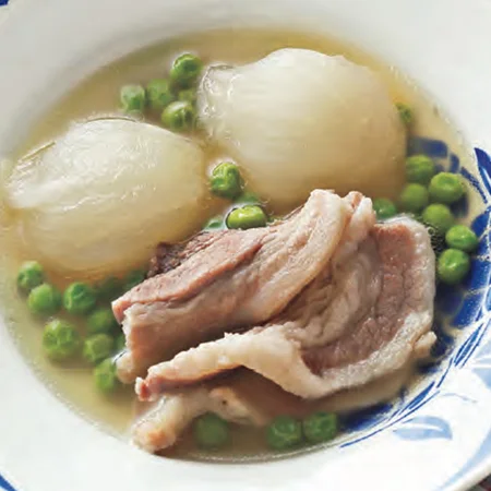豚肉とグリーンピースのスープ煮