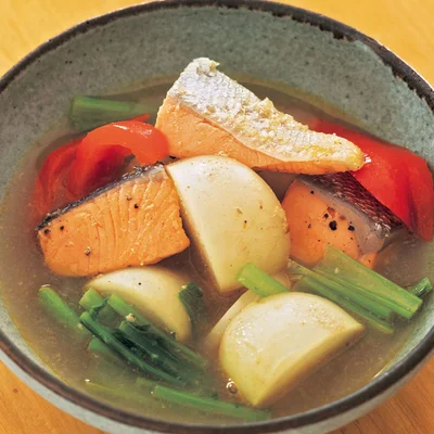 鮭とかぶのカレースープ煮