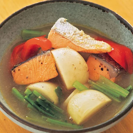 鮭とかぶのカレースープ煮