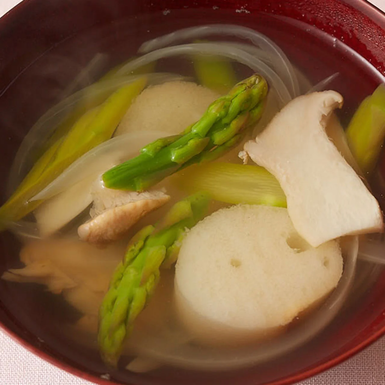 アスパラと麩のお吸いもの