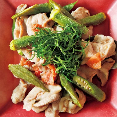 「豚肉とオクラの梅しょうが蒸し」の献立
