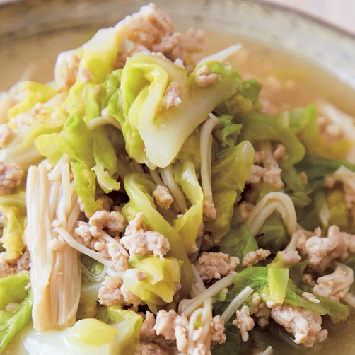 ひき肉とキャベツのゆずこしょう煮