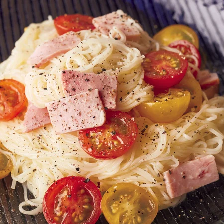 ミニトマトとハムのマリネそうめん