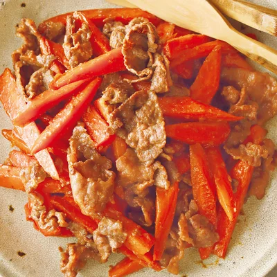 「牛肉とにんじんのみそ炒め」の献立