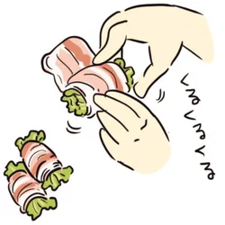 レタスを肉で巻く