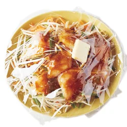 カット野菜＋カットたら→皿に重ねてレンチン！