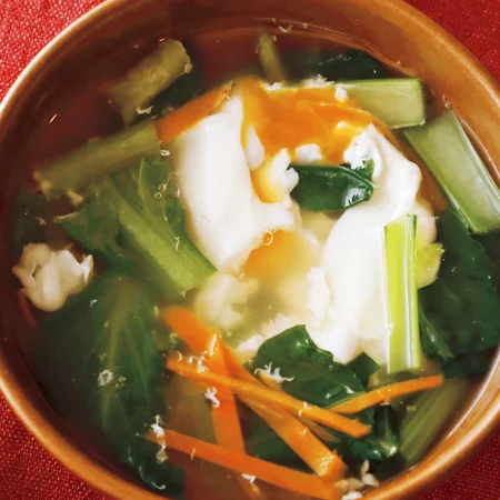 小松菜と落とし卵のスープ