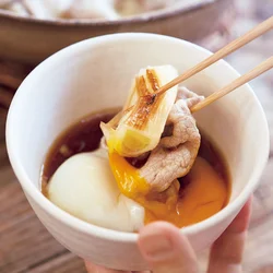 温玉ポン酢をからめてどうぞ
