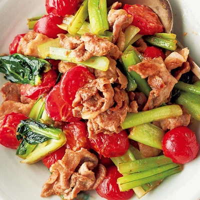 「豚こまと小松菜の回鍋肉風」の献立