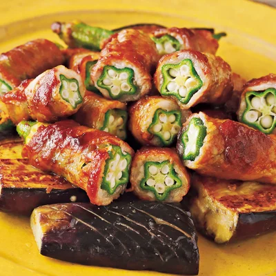 「オクラの肉巻きオイスターみそ焼き」の献立