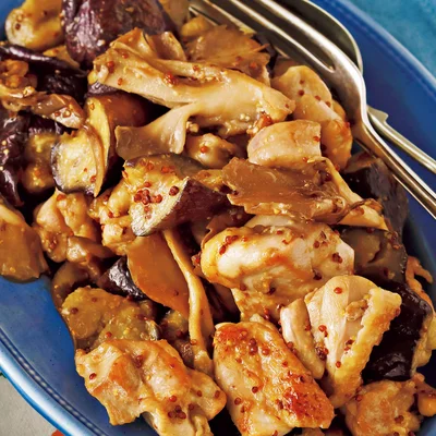 「とり肉となすのマスタード炒め」の献立