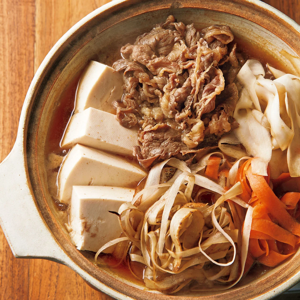 ひらひら野菜の肉豆腐鍋