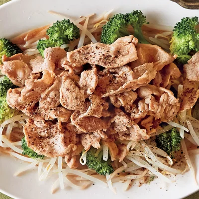 「蒸し野菜の豚こま照り焼きのっけ」の献立