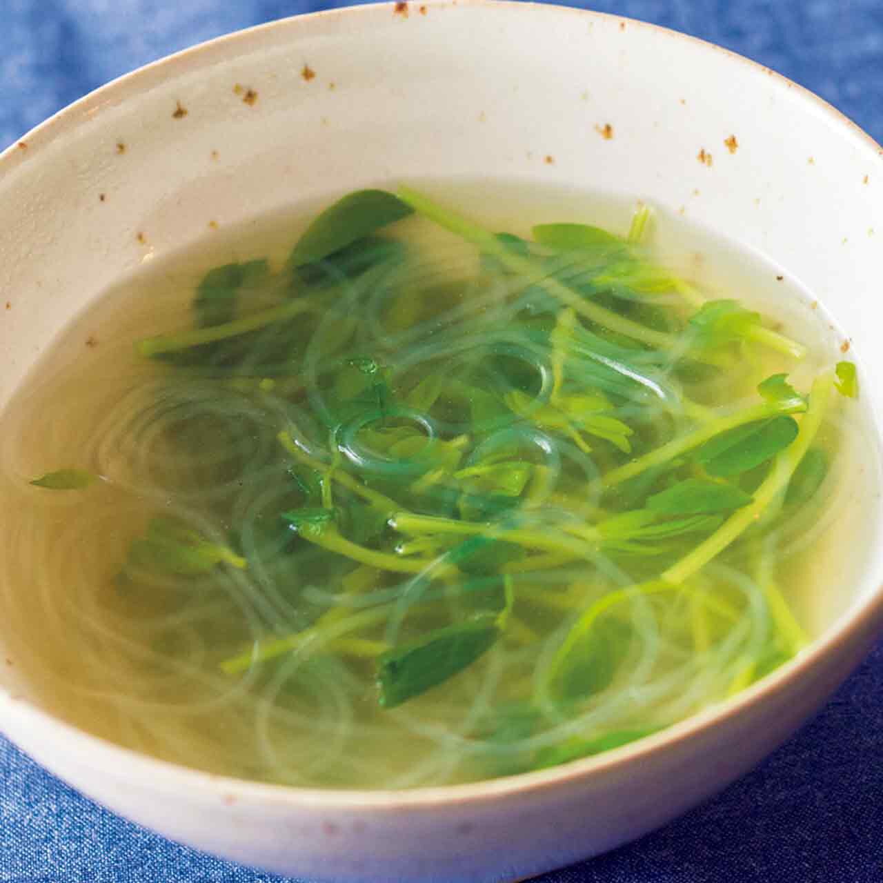 豆苗のはるさめスープ