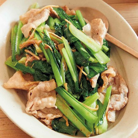 豚バラと小松菜の塩しょうが炒め By本田明子さんの料理レシピ プロのレシピならレタスクラブ
