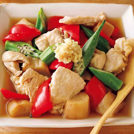とり肉と夏野菜の治部煮 じぶに By重信初江さんの料理レシピ プロのレシピならレタスクラブ