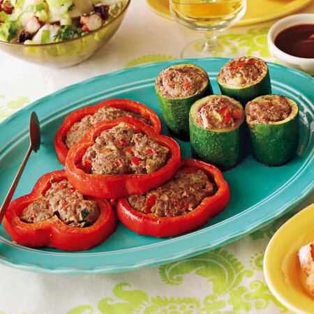 ズッキーニとパプリカの肉詰め By重信初江さんの料理レシピ プロのレシピならレタスクラブ