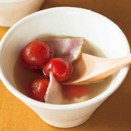 ミニトマトとハムのスープ