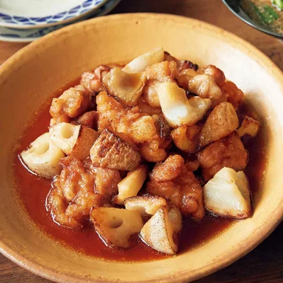 「とり肉とれんこんの揚げびたし」の献立