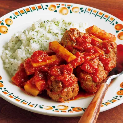 「ミートボールとごぼうのトマト煮」の献立