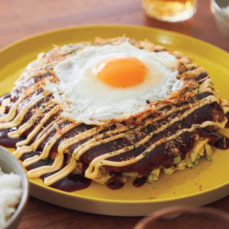 ダブル卵のお好み焼き風