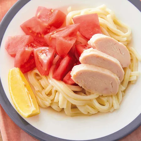 トマトとチキンのさっぱりうどん