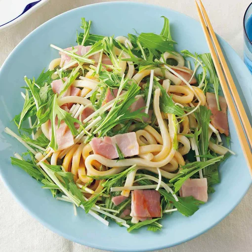 「水菜のベーコンあえうどん」の献立