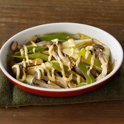 長ねぎとしめじのマヨ焼き