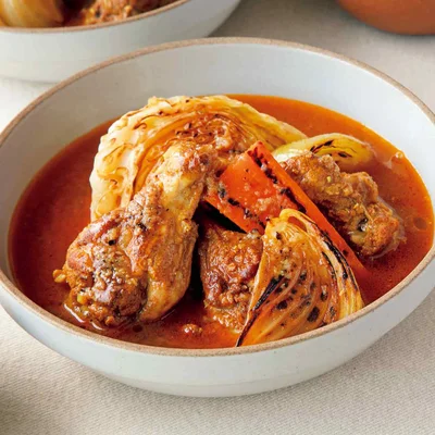 「手羽元と野菜のスープカレー」の献立