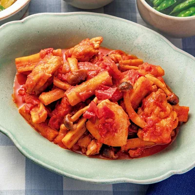 「とり肉と新ごぼうのトマト煮」の献立