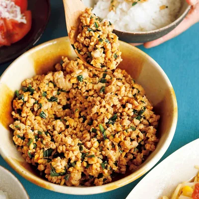 「納豆とりそぼろ」の献立