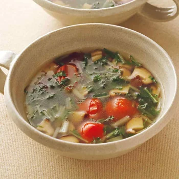 ミニトマトと水菜のスープ